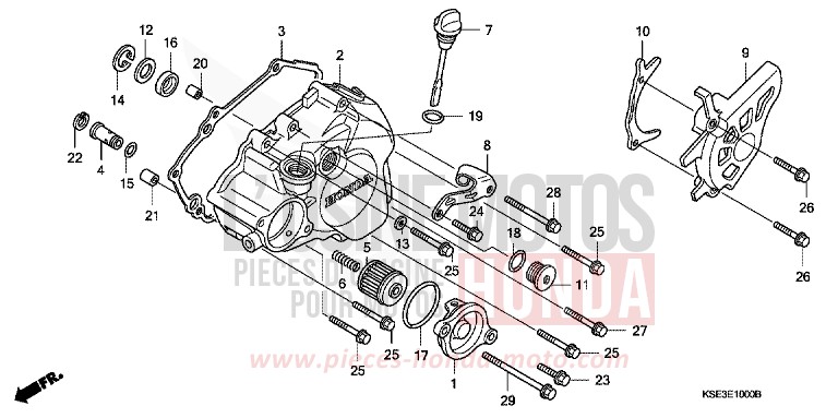 COUVERCLE CARTER MOTEUR GAUCHE de CRF150R "Grandes Roues" EXTREME RED (R292) 2007
